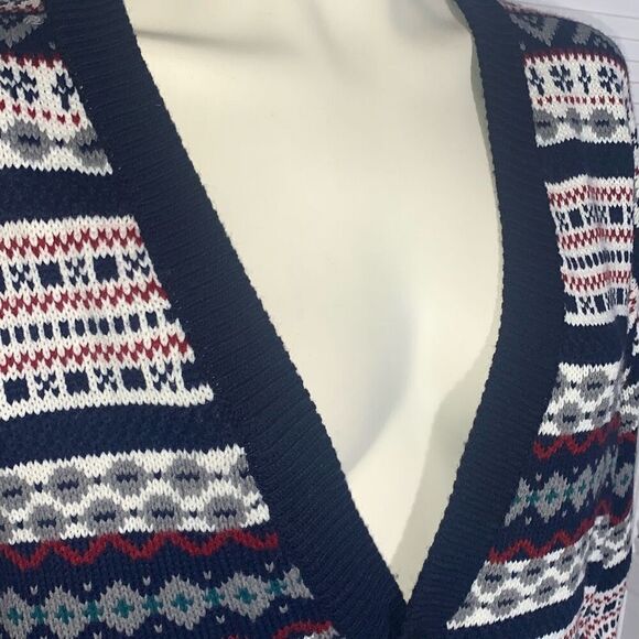 Vintage Expressions Worldwide Button Down Cardigan Knit Sweater Size Large - Picture 5 of 11